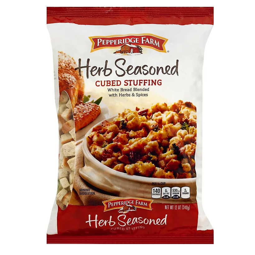 Pepperidge Farm Herb Seasoned Stuffing 12 Oz Bag | White bread Blended With  Herb