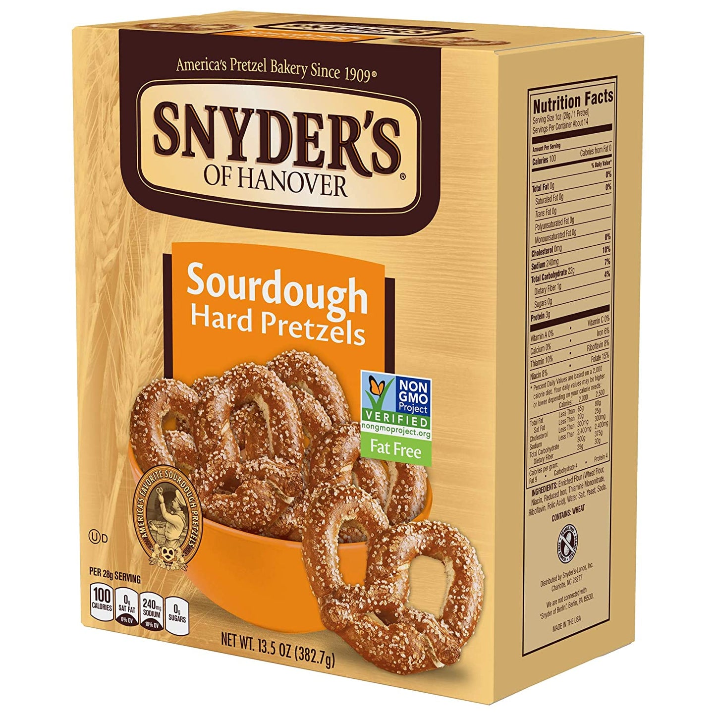 Snyder's Sourdough Hard Pretzels 13.5oz Box (BB 12 Sep 26)