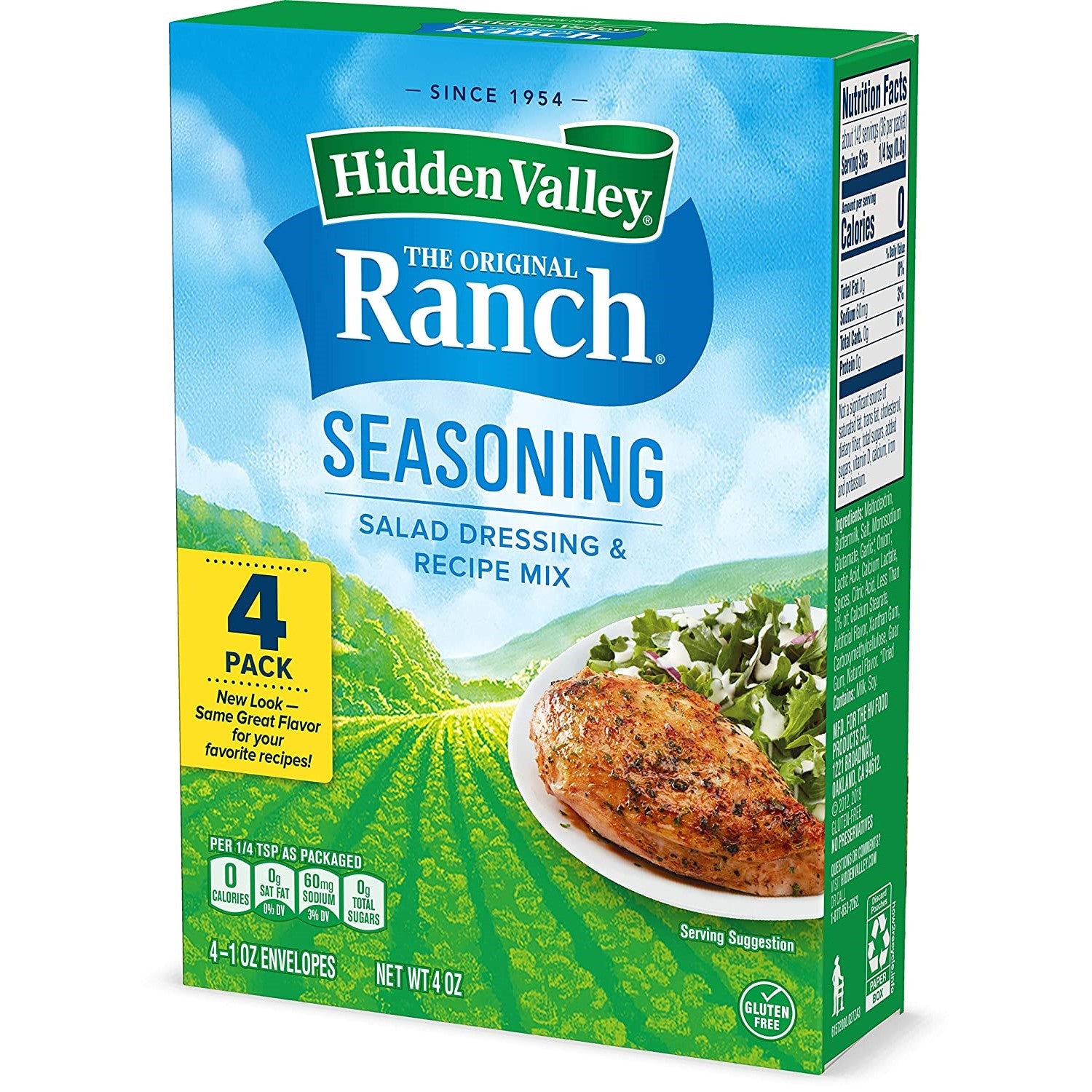 Hidden Valley Ranch Seasoning & Salad Dressing Mix 4 Pack Box – Martha ...