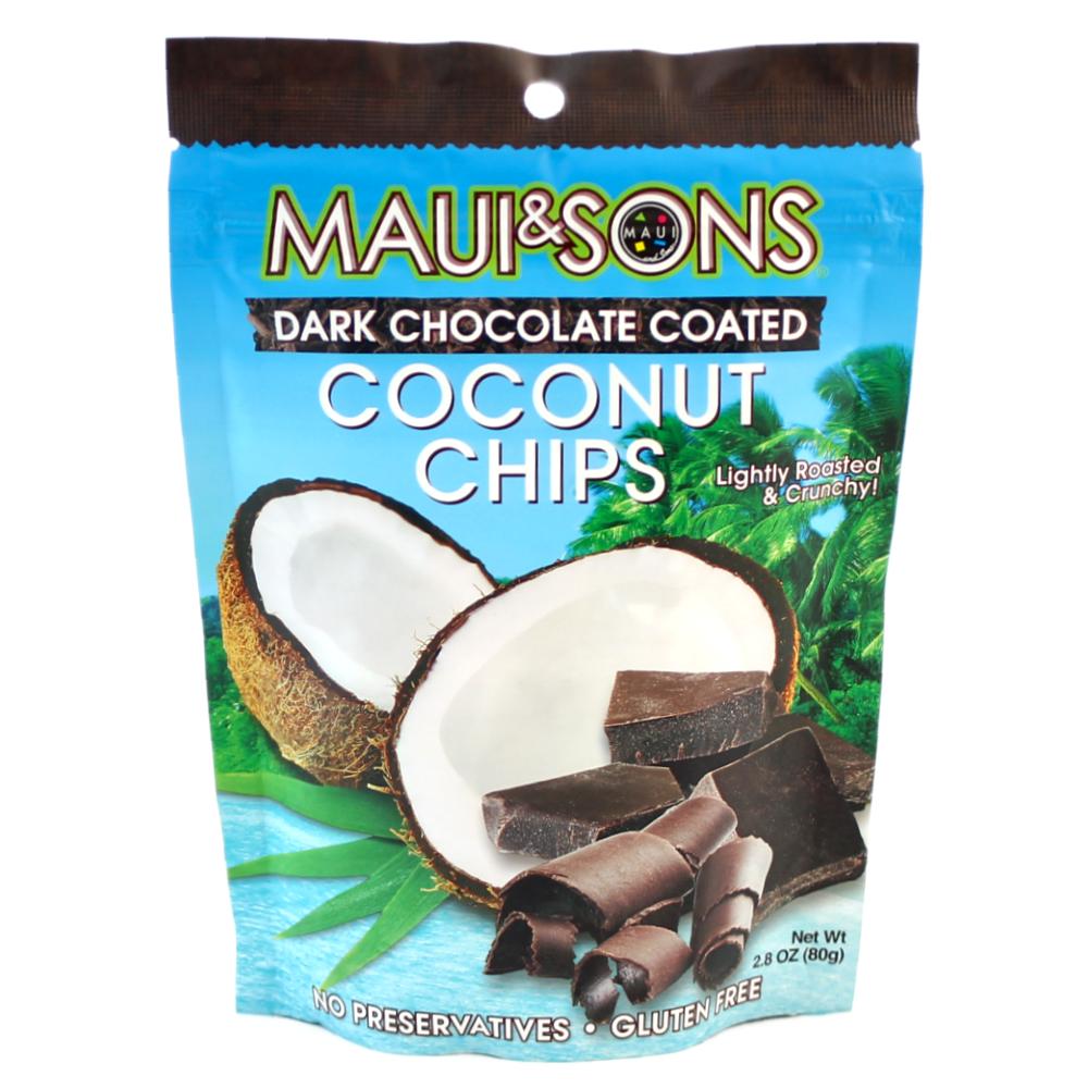 Maui & Sons Dark Chocolate Coated Coconut Chips – Martha's Backyard