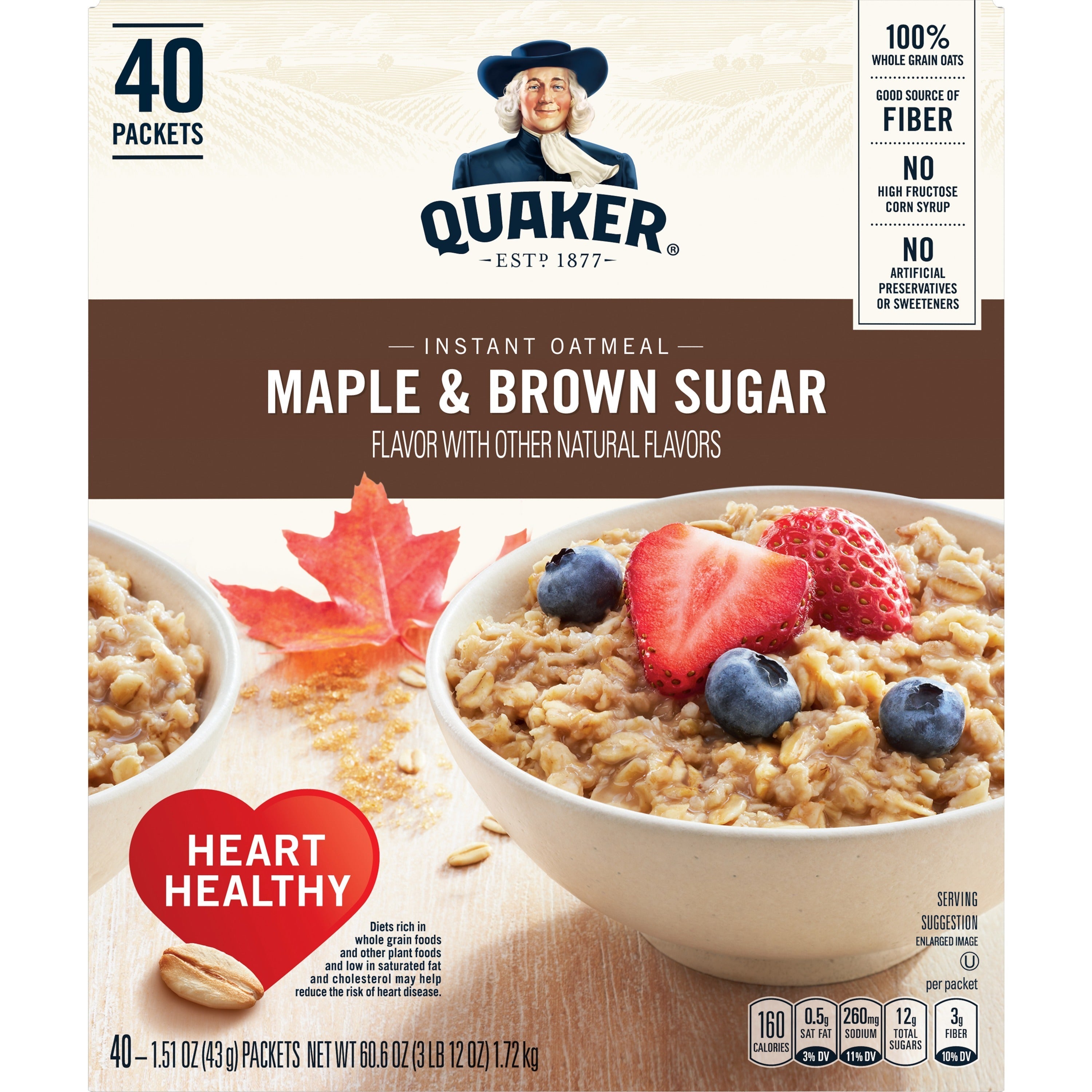 Quaker Instant Oatmeal Maple & Brown Sugar 40pk Bulk Box – Martha's ...